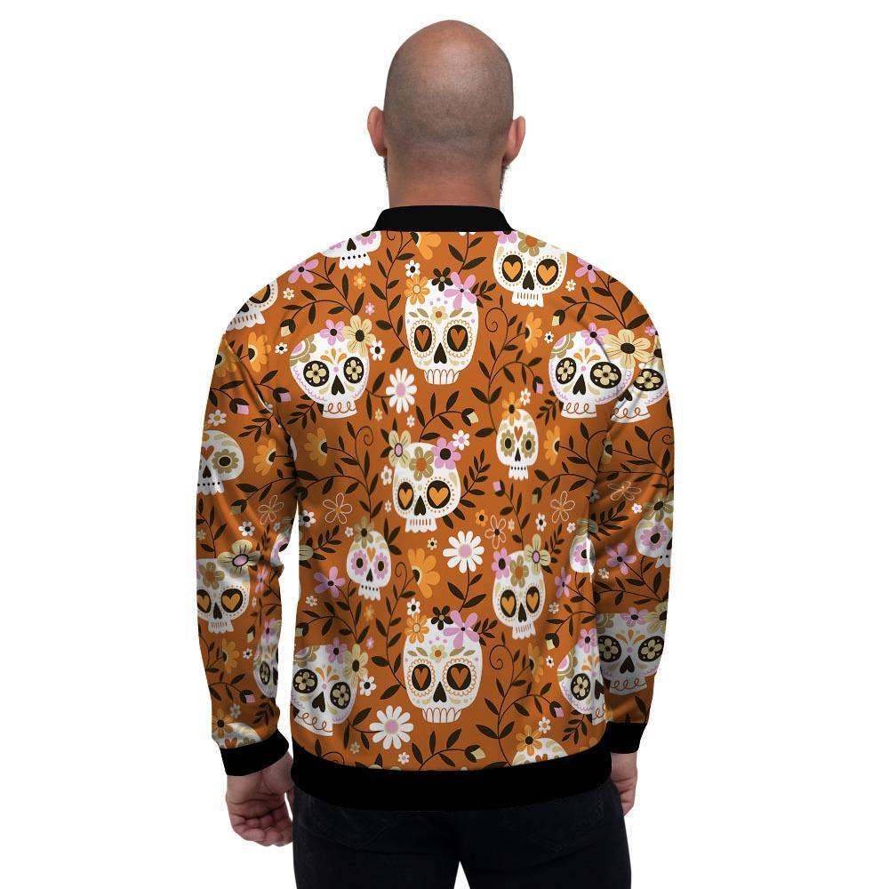 Yellow Sugar Skull Men's Bomber Jacket-grizzshop