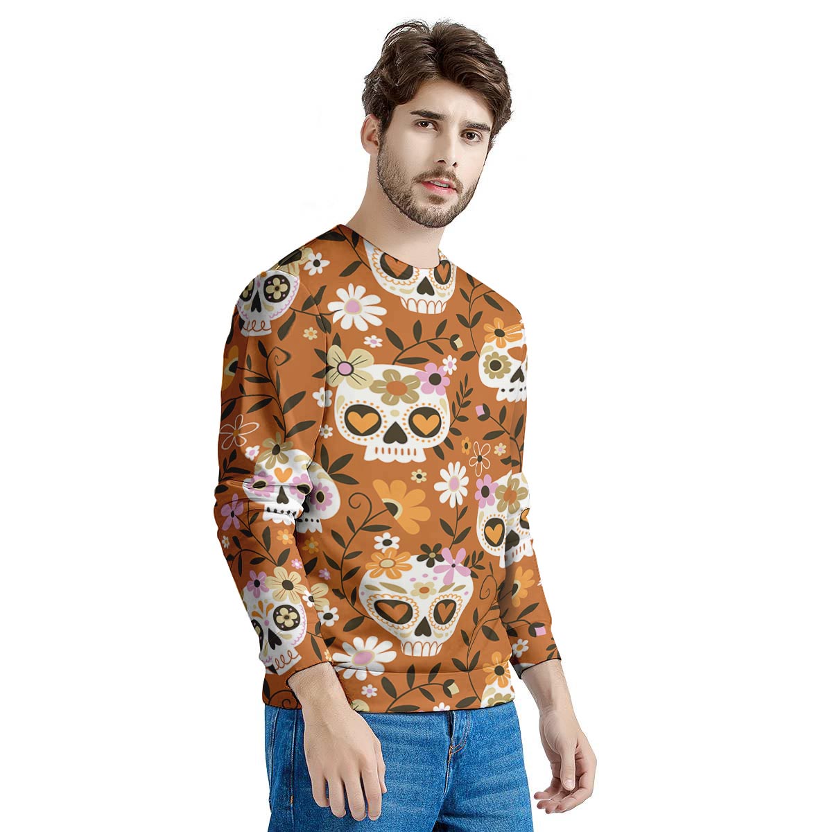 Yellow Sugar Skull Men's Sweatshirt-grizzshop