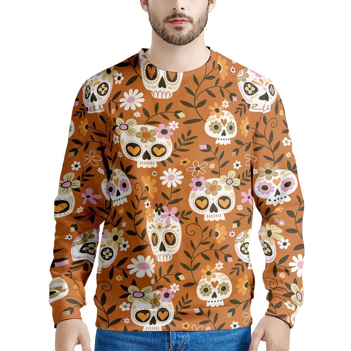 Yellow Sugar Skull Men's Sweatshirt-grizzshop