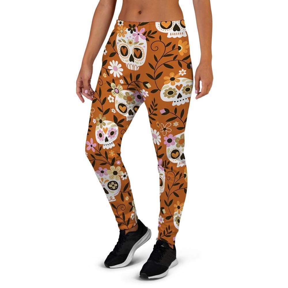 Yellow Sugar Skull Women's Joggers-grizzshop