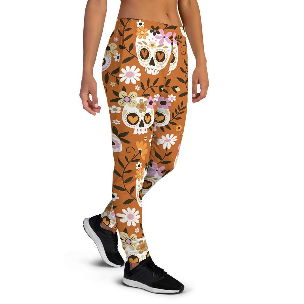 Yellow Sugar Skull Women's Joggers-grizzshop