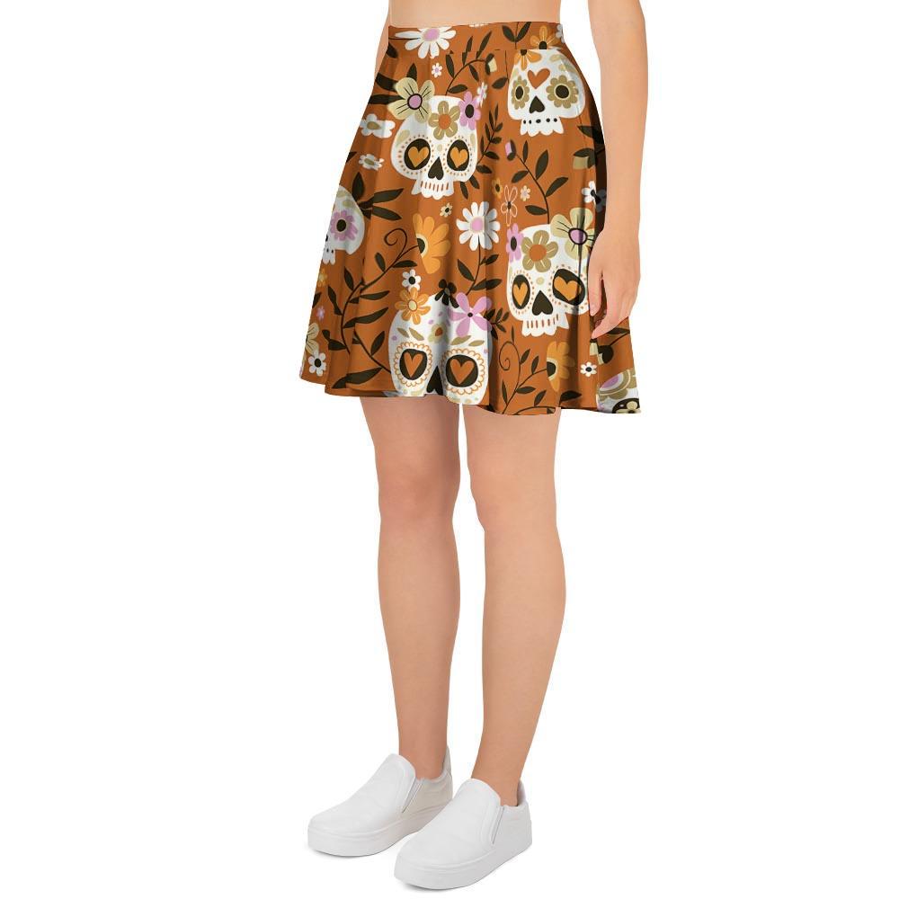Yellow Sugar Skull Women's Skirt-grizzshop