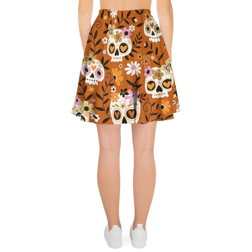 Yellow Sugar Skull Women's Skirt-grizzshop