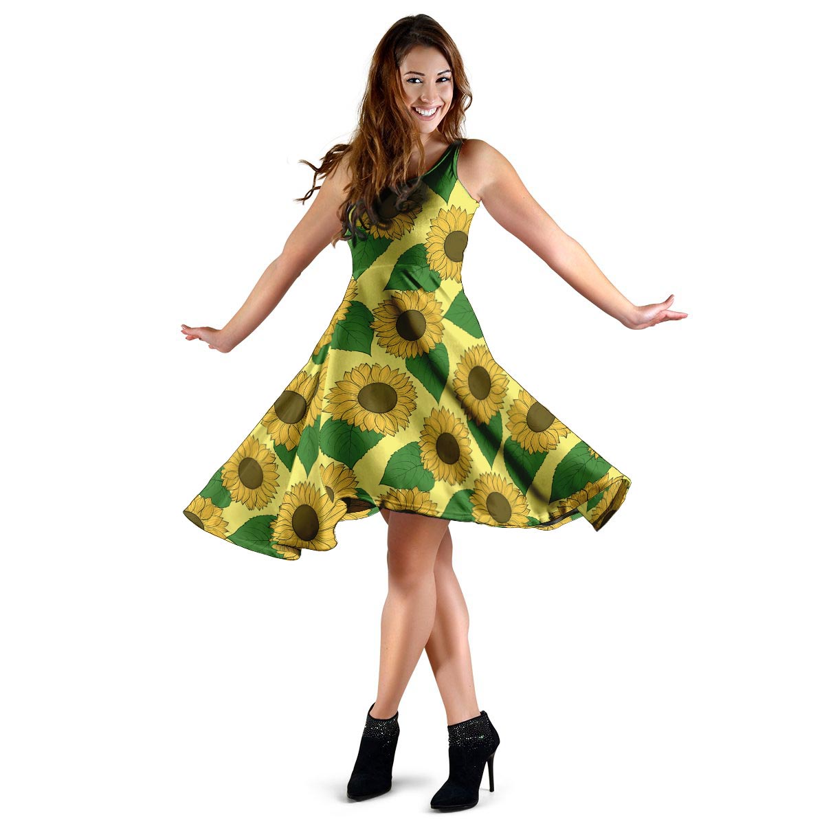 Yellow Sunflower Dress-grizzshop