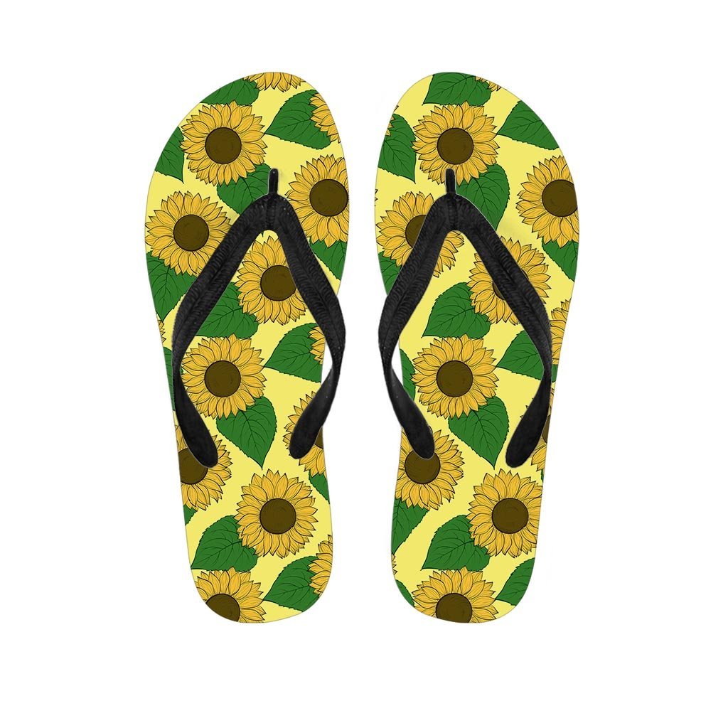 Yellow Sunflower Men's Flip Flops-grizzshop