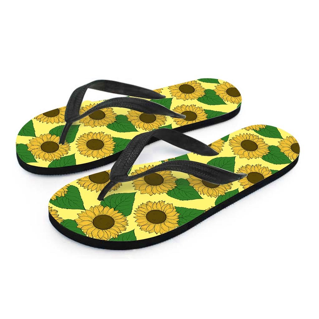 Yellow Sunflower Men's Flip Flops-grizzshop