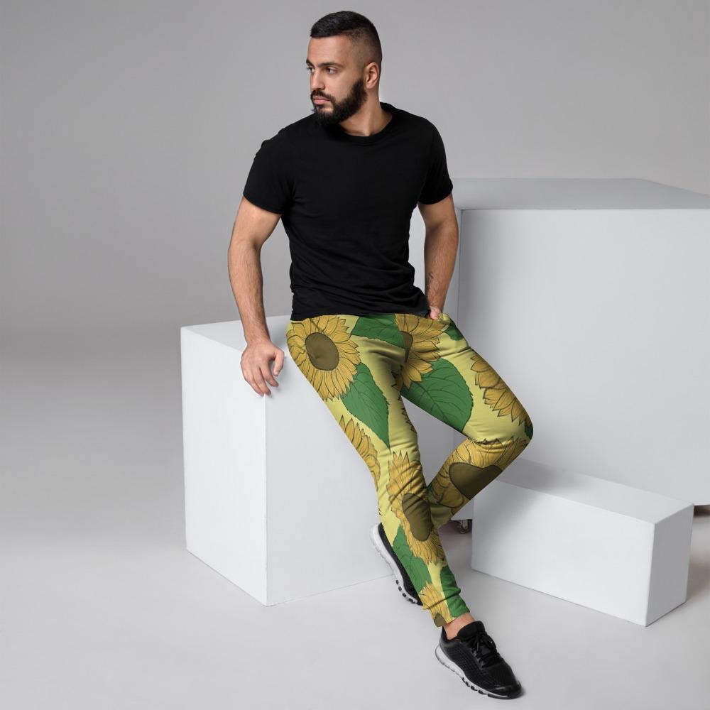 Yellow Sunflower Men's Joggers-grizzshop