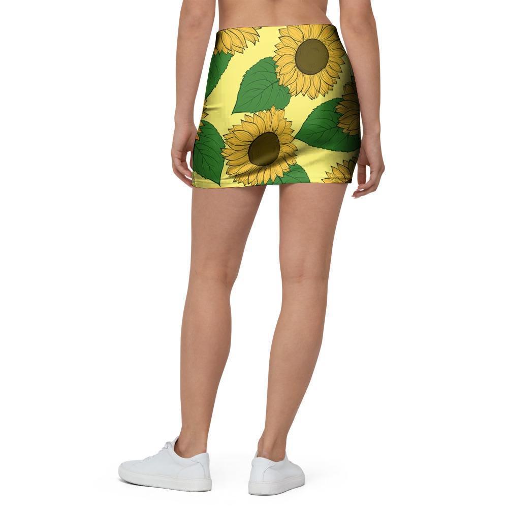 Yellow Sunflower Mini Skirt-grizzshop