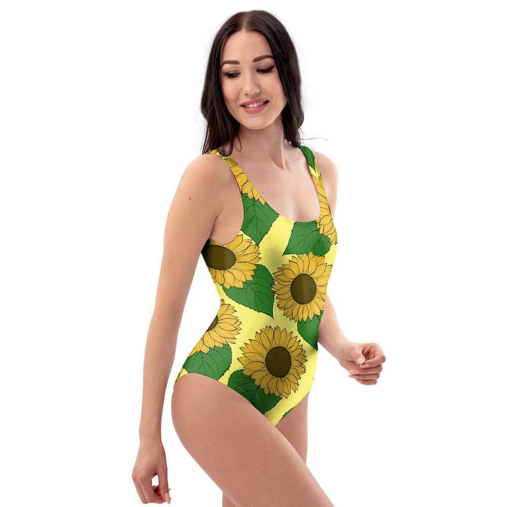 Yellow Sunflower One Piece Swimsuite-grizzshop