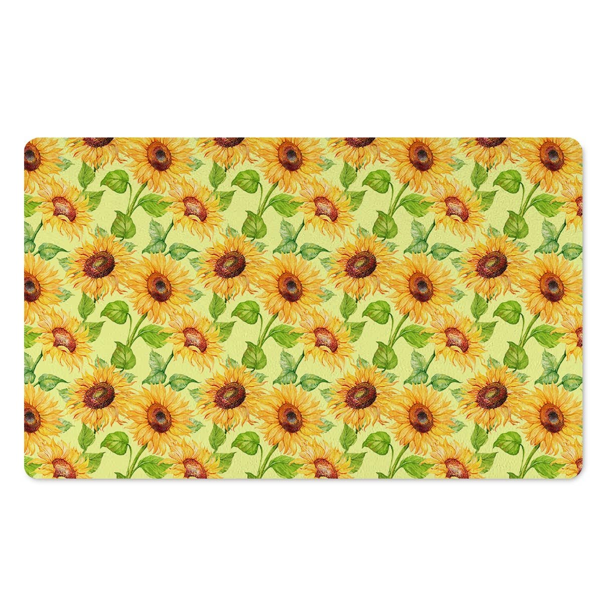 Yellow Sunflower Print Door Mat-grizzshop