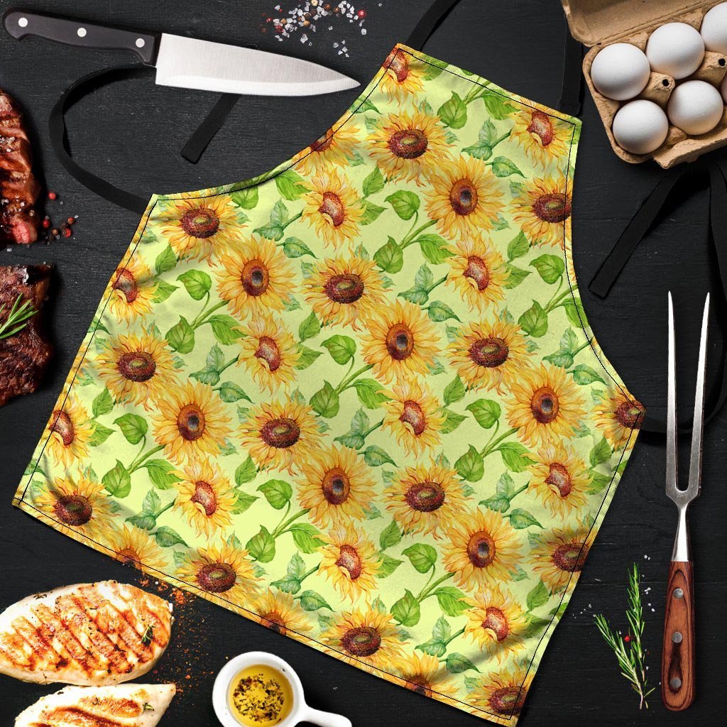 Yellow Sunflower Print Men's Apron-grizzshop