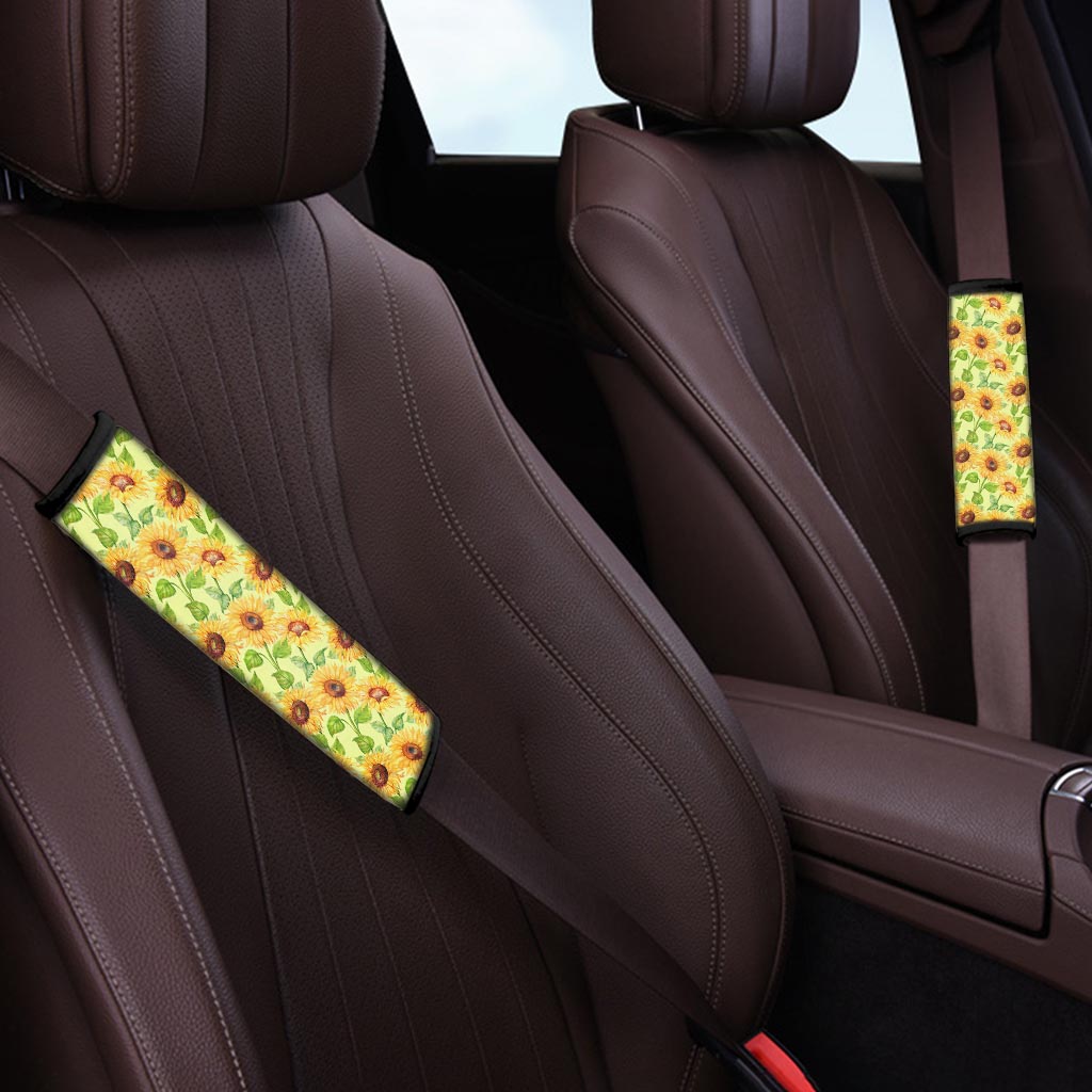 Yellow Sunflower Print Seat Belt Cover-grizzshop