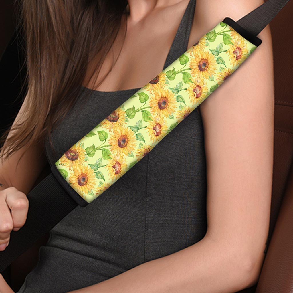 Yellow Sunflower Print Seat Belt Cover-grizzshop