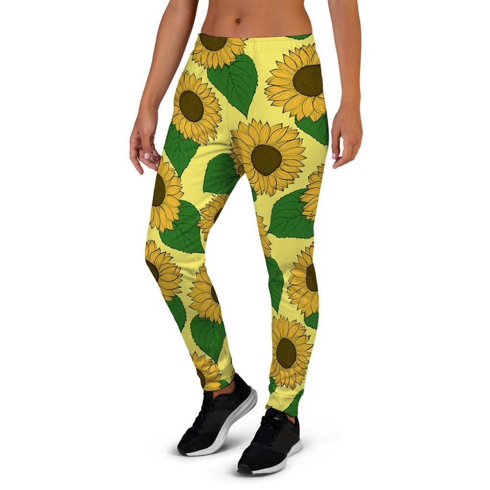 Yellow Sunflower Women's Joggers-grizzshop