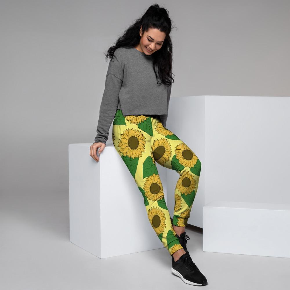 Yellow Sunflower Women's Joggers-grizzshop
