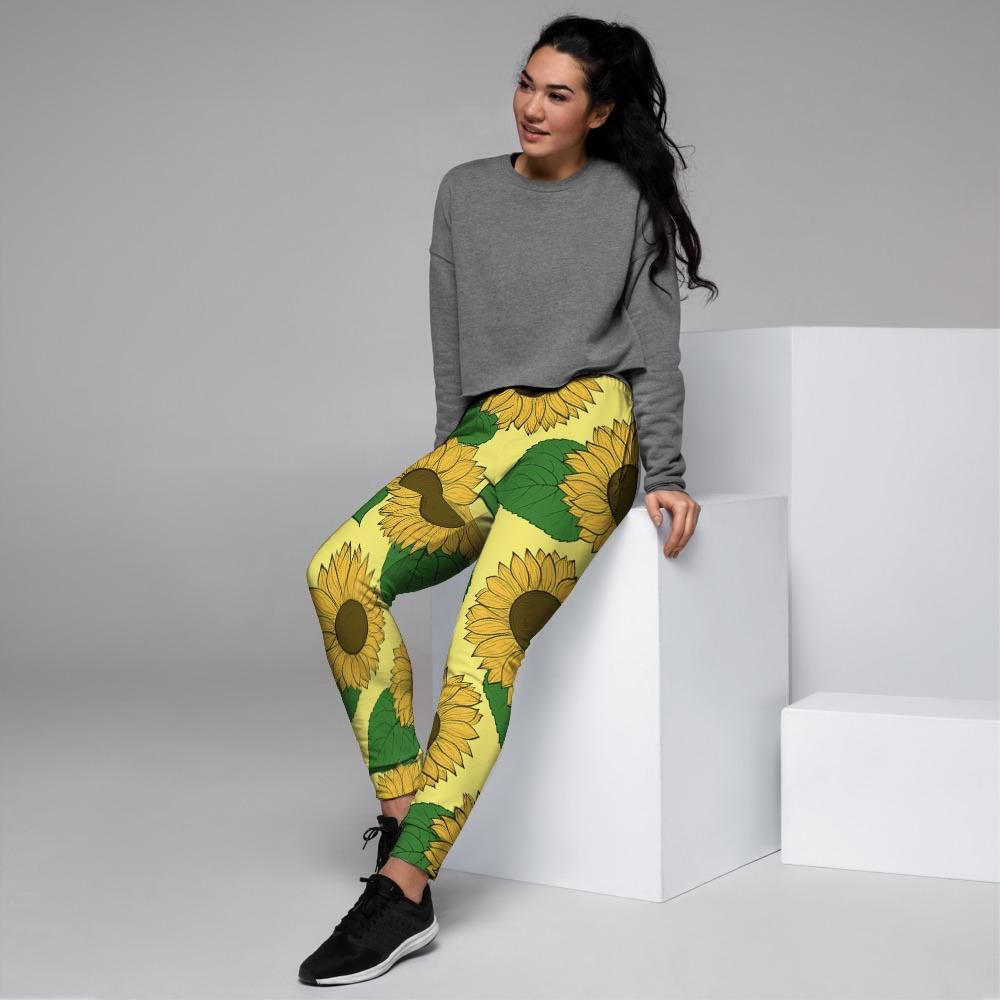 Yellow Sunflower Women's Joggers-grizzshop