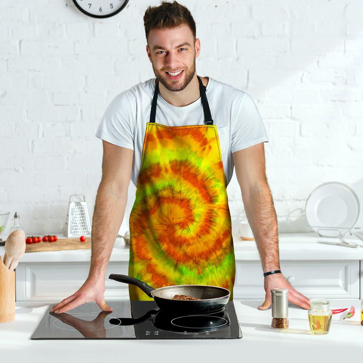 Yellow Tie Dye Men's Apron-grizzshop