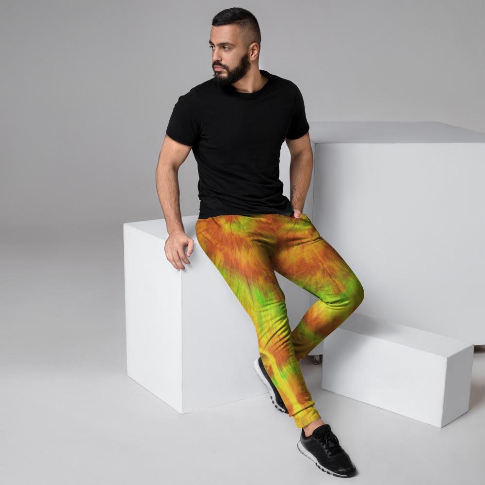 Yellow Tie Dye Men's Joggers-grizzshop