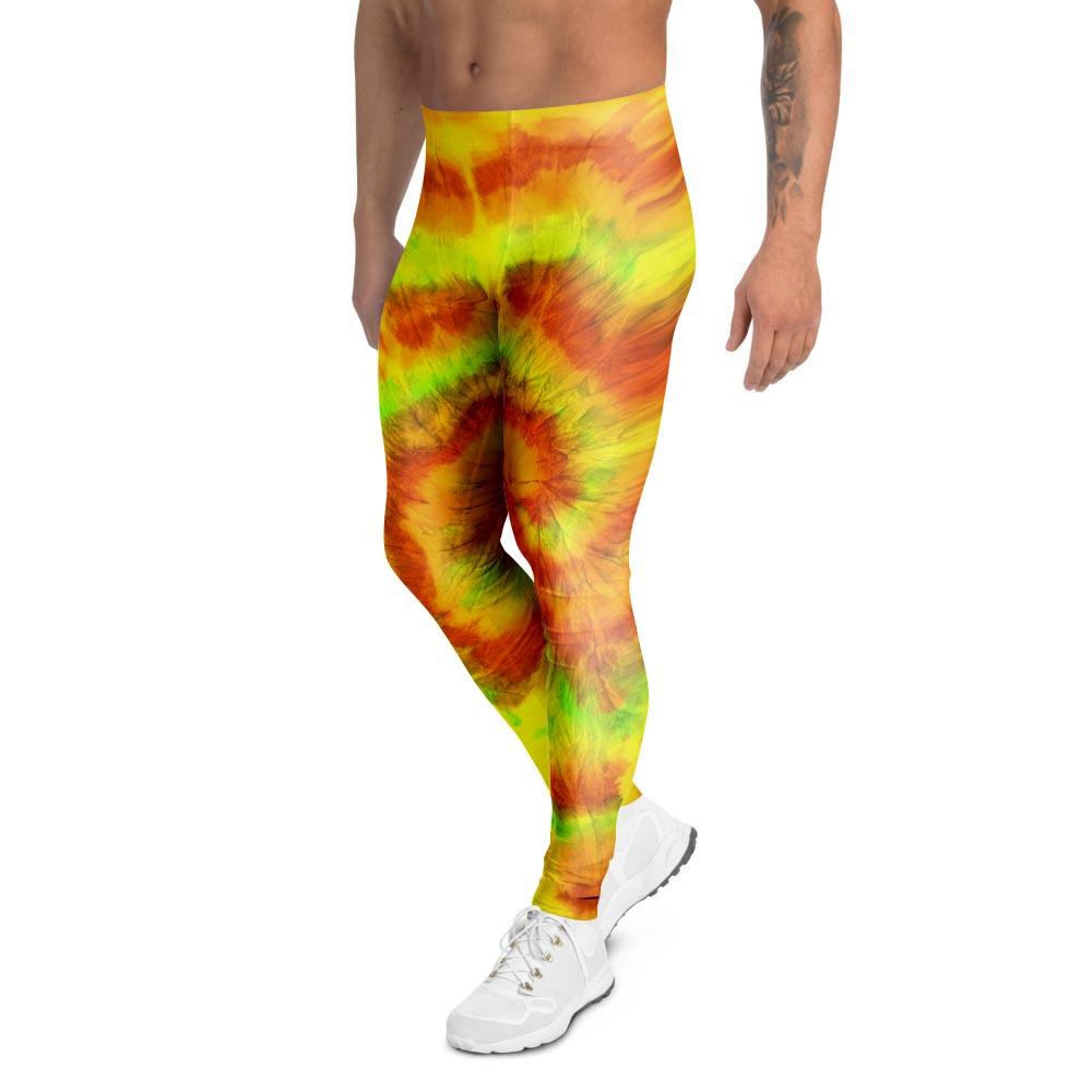 Yellow Tie Dye Men's Leggings-grizzshop