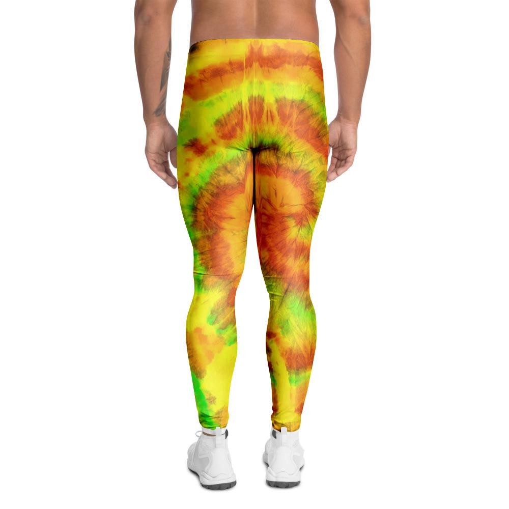 Yellow Tie Dye Men's Leggings-grizzshop
