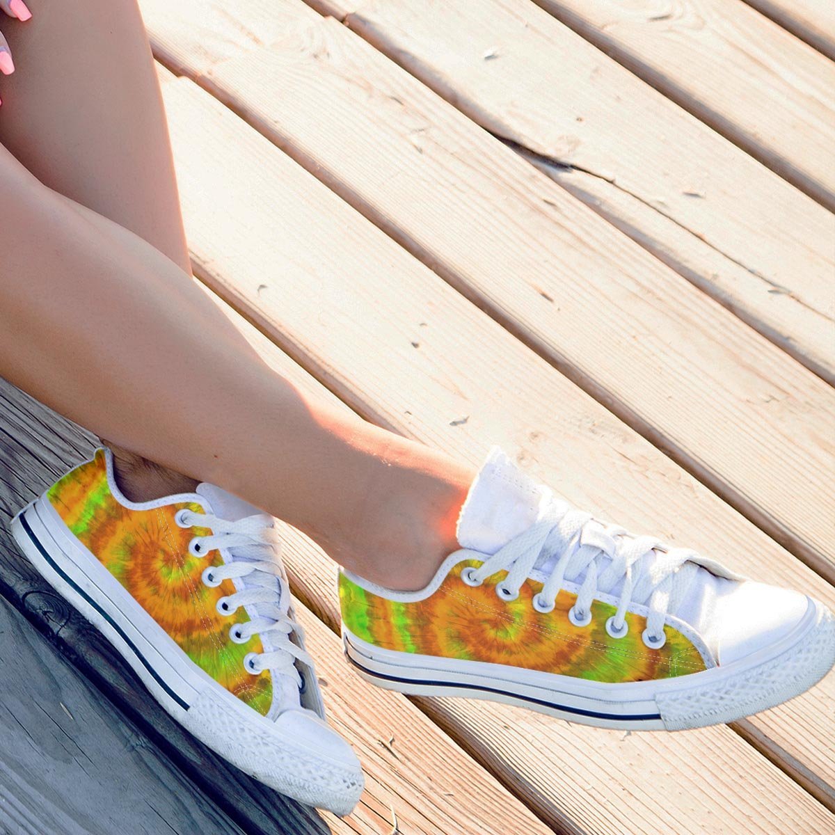 Yellow Tie Dye Men's Low Top Shoes-grizzshop