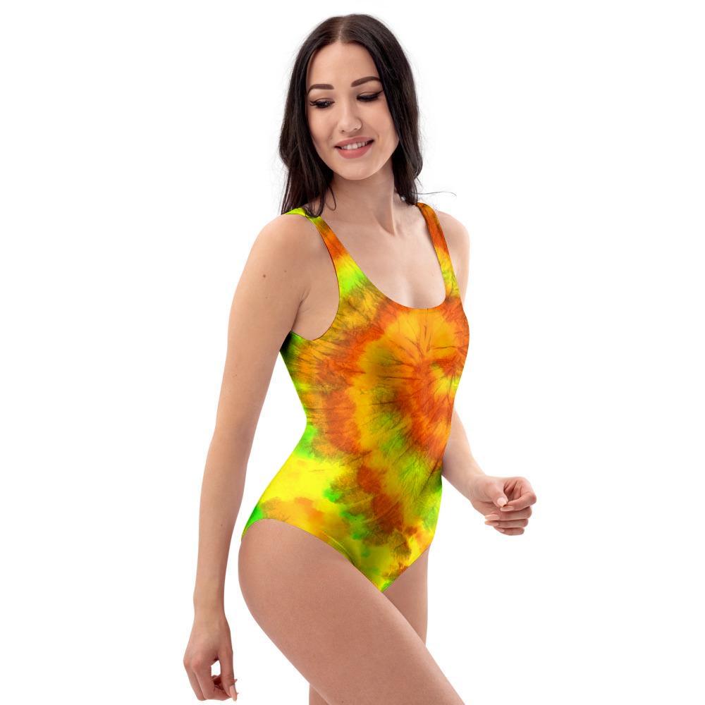 Yellow Tie Dye One Piece Swimsuite-grizzshop