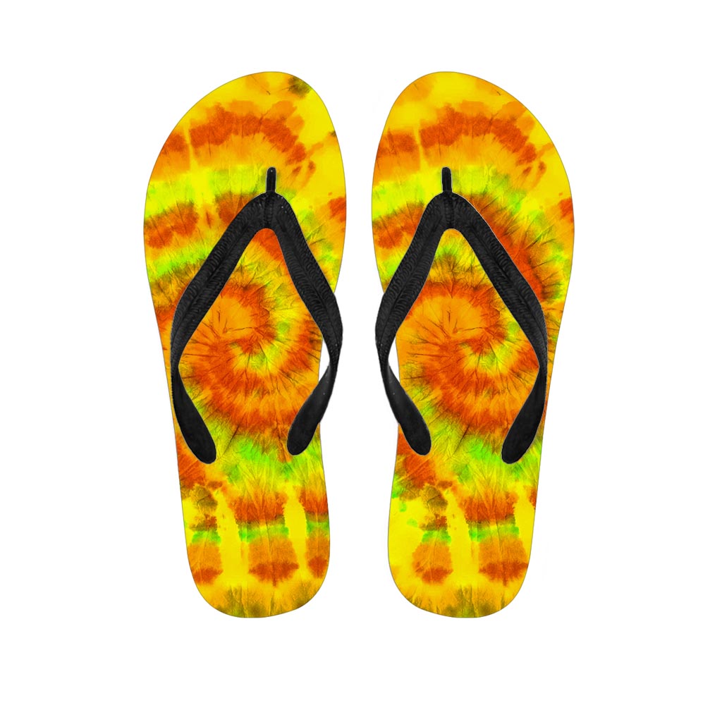 Yellow Tie Dye Women's Flip Flops-grizzshop