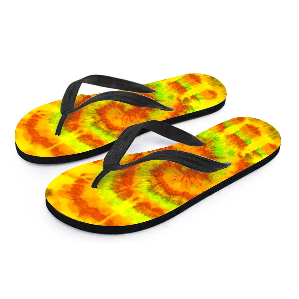 Yellow Tie Dye Women's Flip Flops-grizzshop