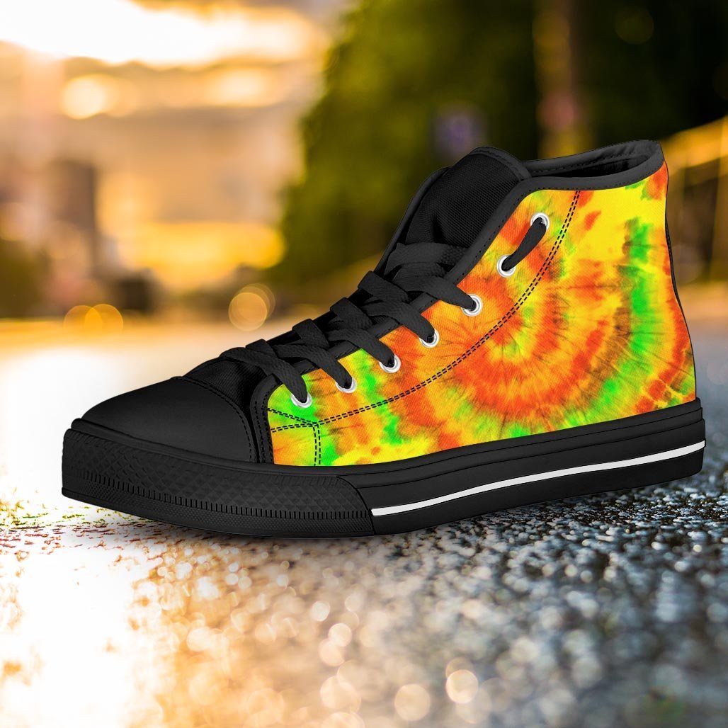 Yellow Tie Dye Women's High Top Shoes-grizzshop