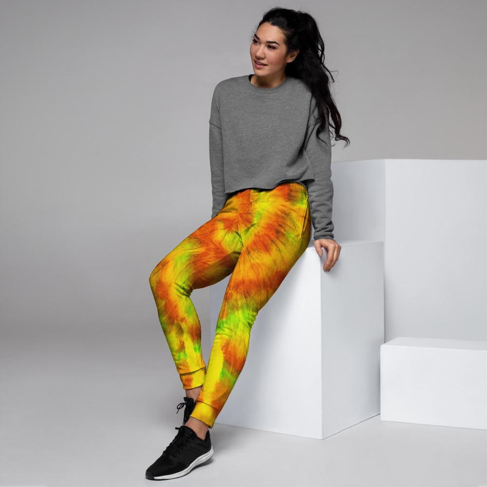 Yellow Tie Dye Women's Joggers-grizzshop