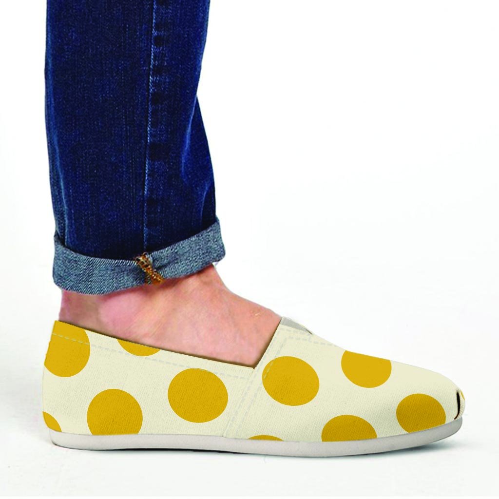 Yellow White Polka Dot Canvas Shoes-grizzshop