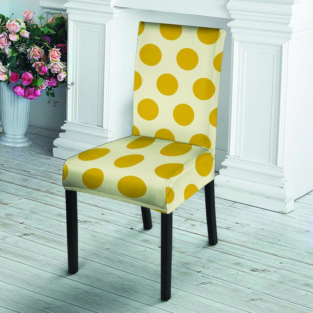 Yellow White Polka Dot Chair Cover-grizzshop