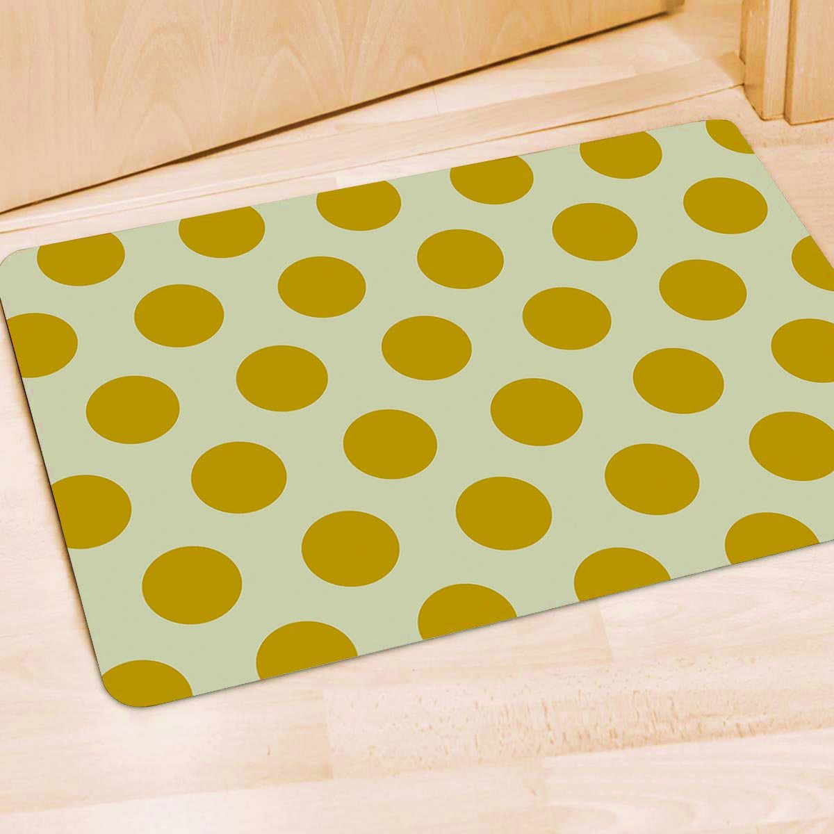 Yellow White Polka Dot Door Mat-grizzshop
