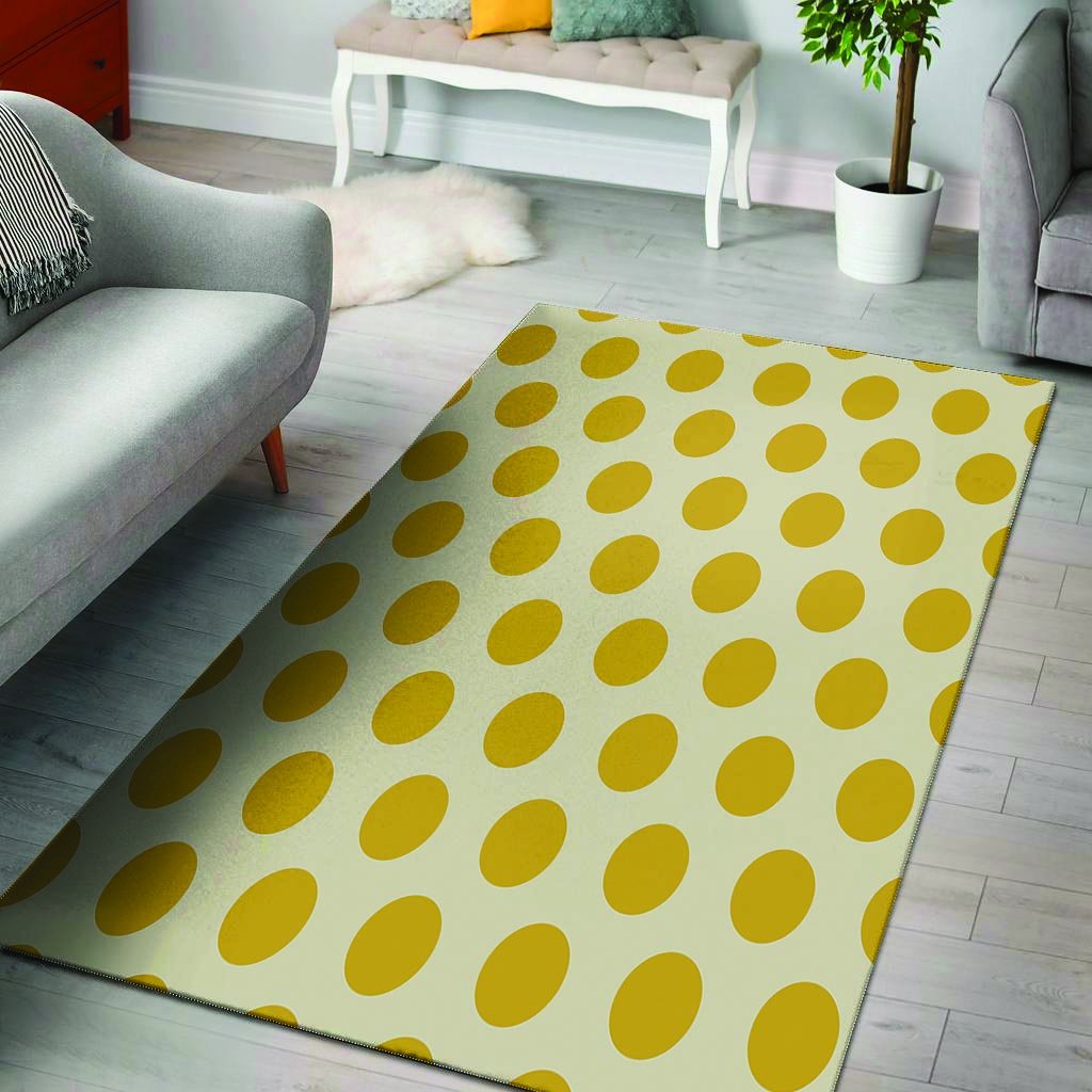 Yellow White Polka Dot Floor Mat-grizzshop