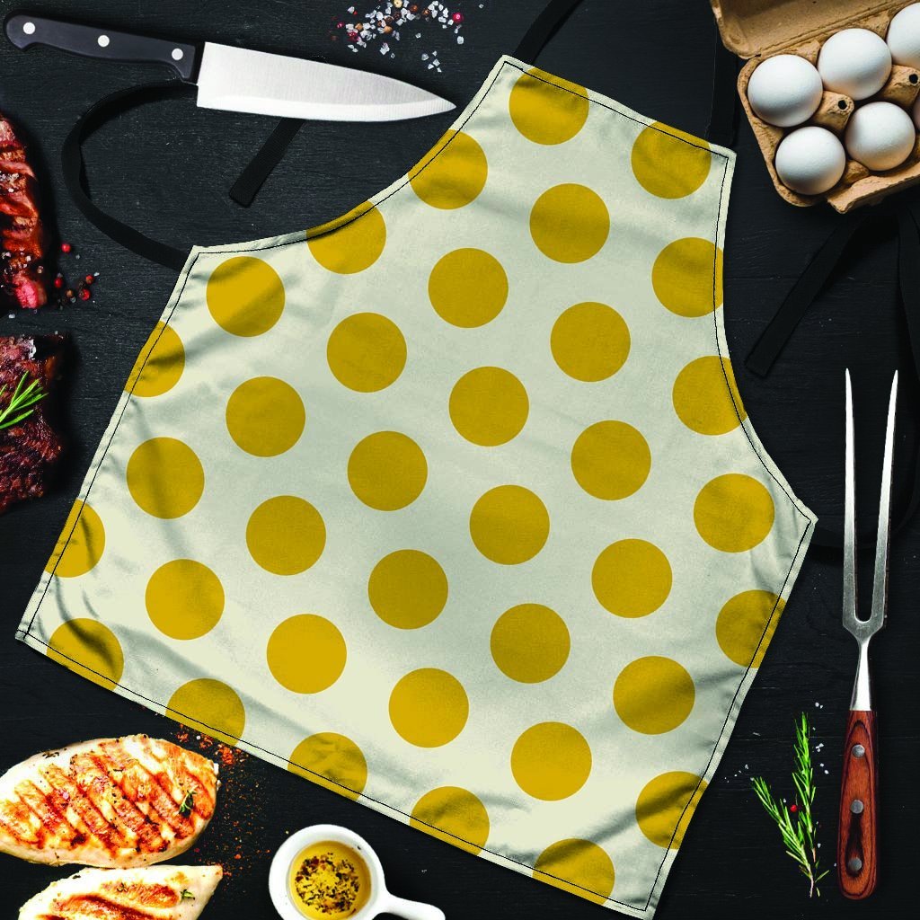 Yellow White Polka Dot Men's Apron-grizzshop