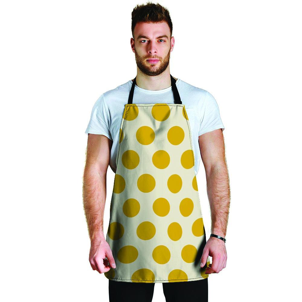 Yellow White Polka Dot Men's Apron-grizzshop