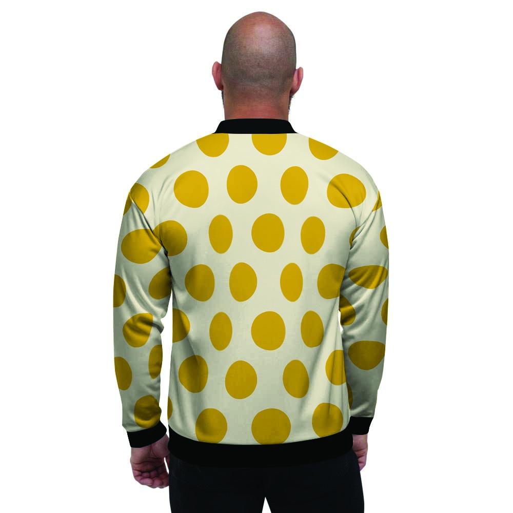 Yellow White Polka Dot Men's Bomber Jacket-grizzshop
