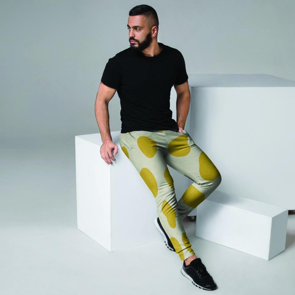 Yellow White Polka Dot Men's Joggers-grizzshop