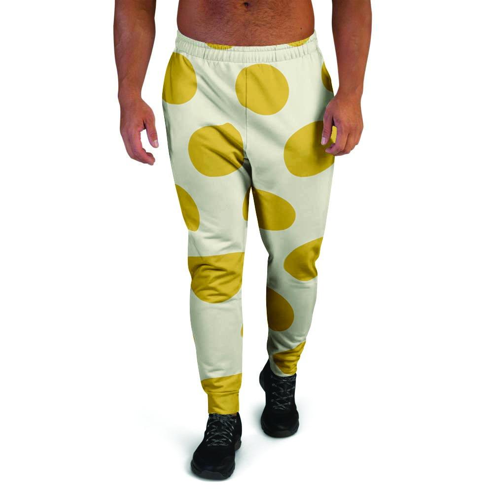 Yellow White Polka Dot Men's Joggers-grizzshop