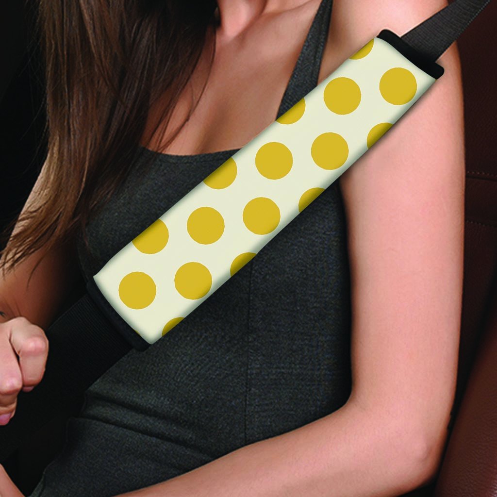 Yellow White Polka Dot Seat Belt Cover-grizzshop