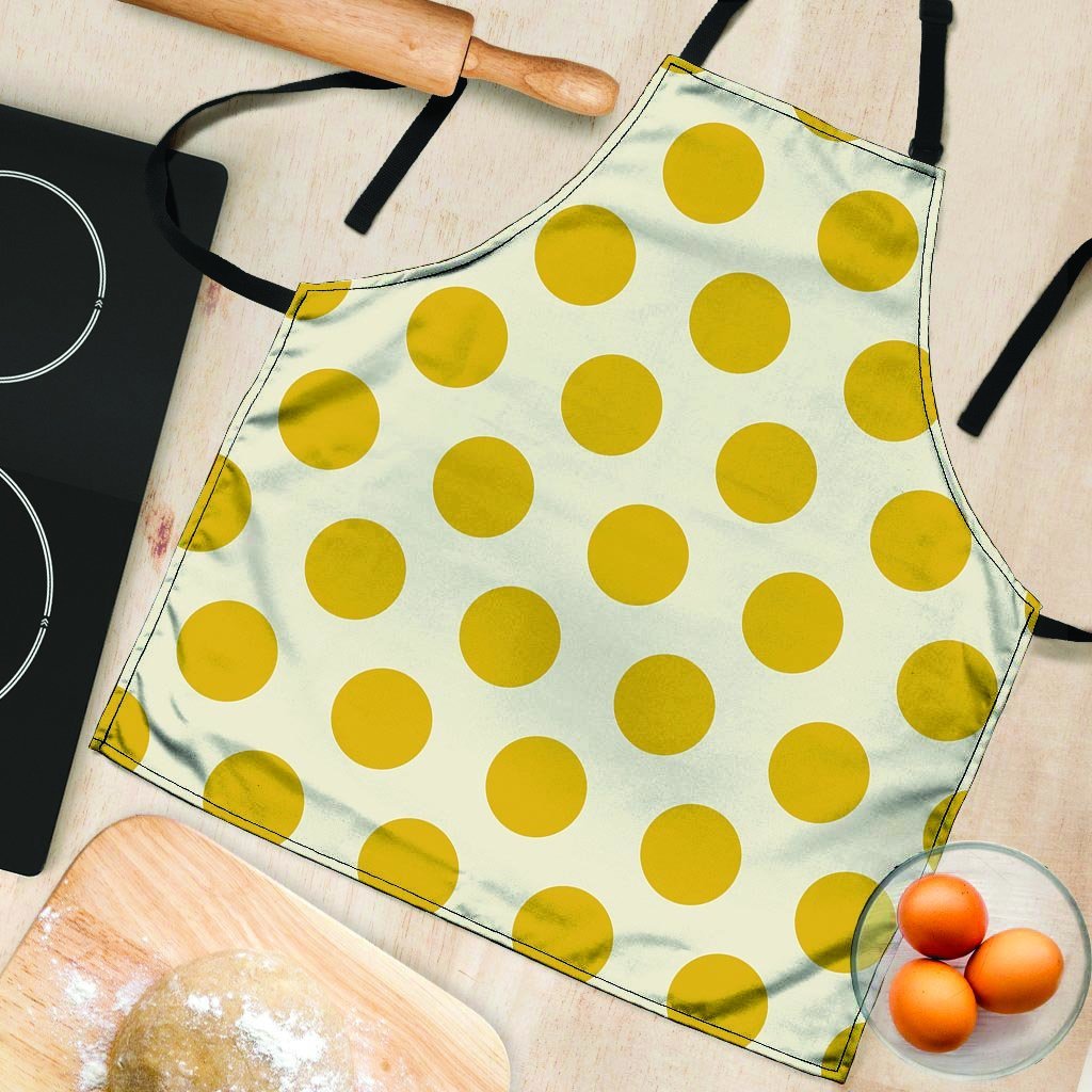 Yellow White Polka Dot Women's Apron-grizzshop