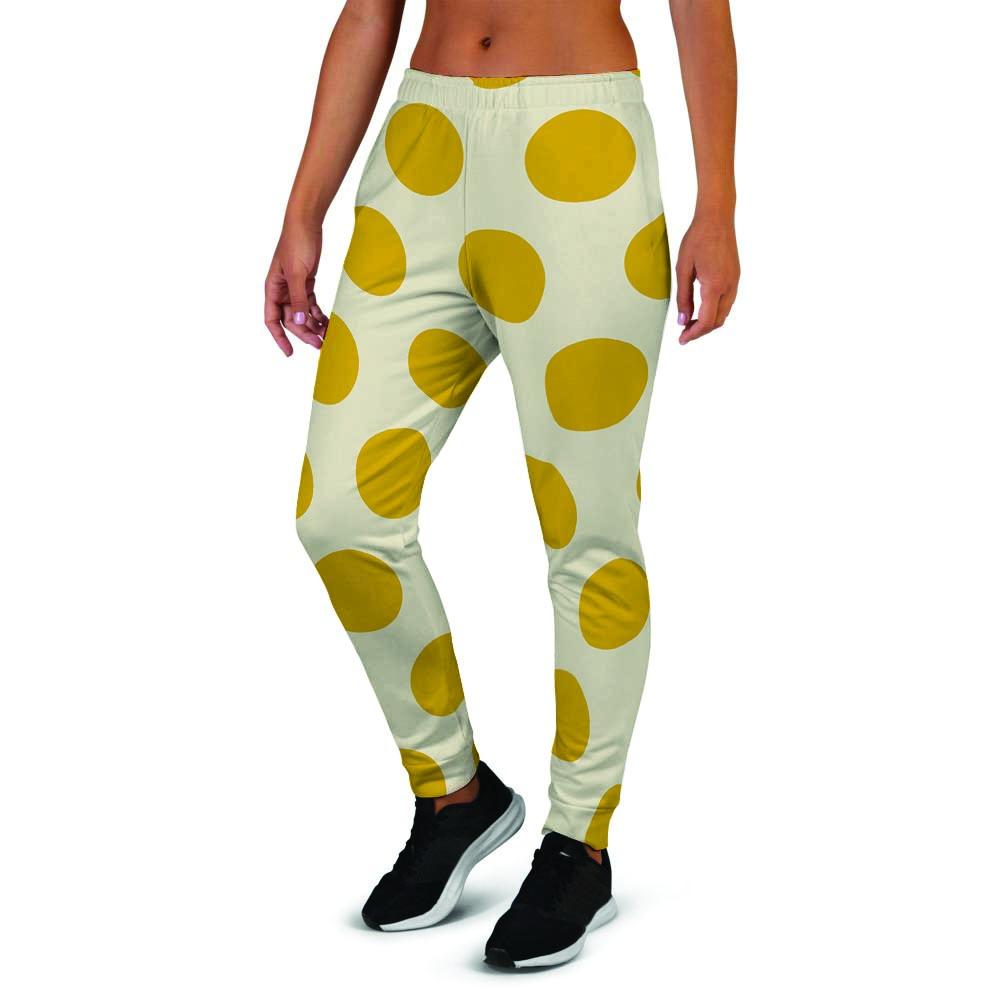 Yellow White Polka Dot Women's Joggers-grizzshop