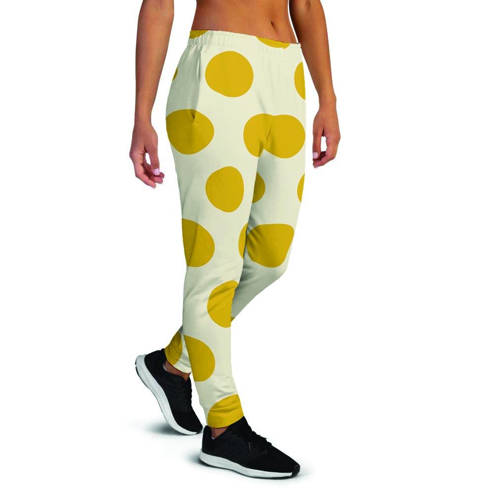 Yellow White Polka Dot Women's Joggers-grizzshop