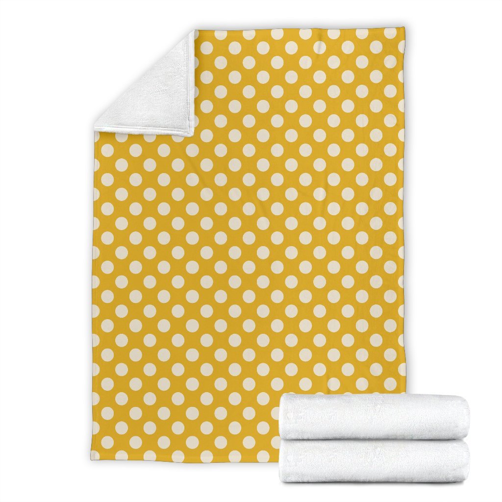 Yellow White Polka dot Pattern Print Blanket-grizzshop