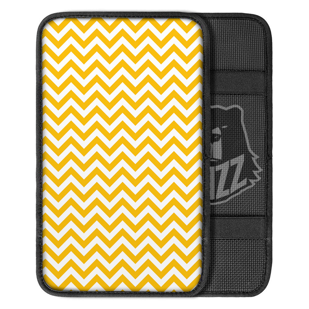 Yellow Zigzag Print Pattern Car Center Console Cover-grizzshop