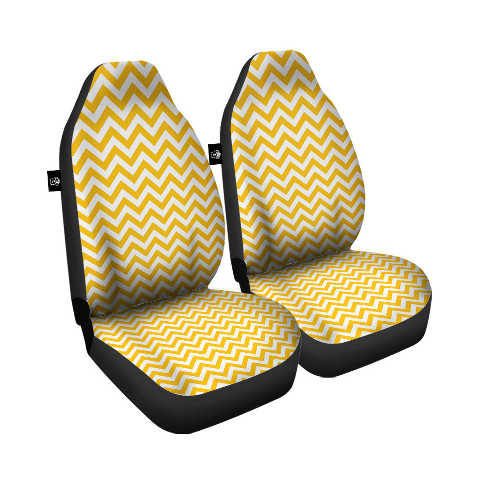 Yellow Zigzag Print Pattern Car Seat Covers-grizzshop
