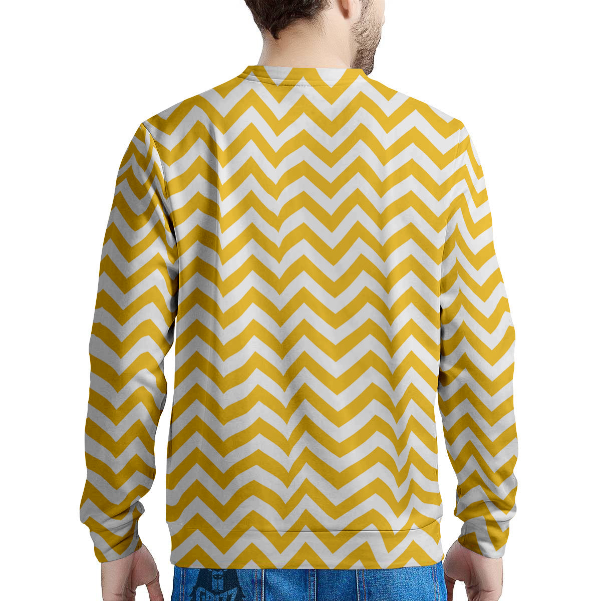 Yellow Zigzag Print Pattern Men's Sweatshirt-grizzshop