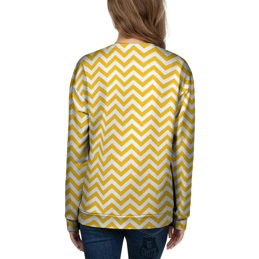 Yellow Zigzag Print Pattern Women's Sweatshirt-grizzshop