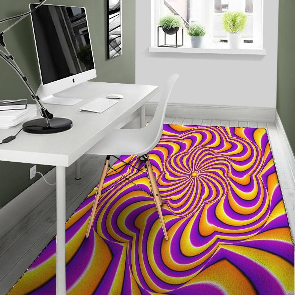 Yellow and purple spin illusion. Floor Mat-grizzshop
