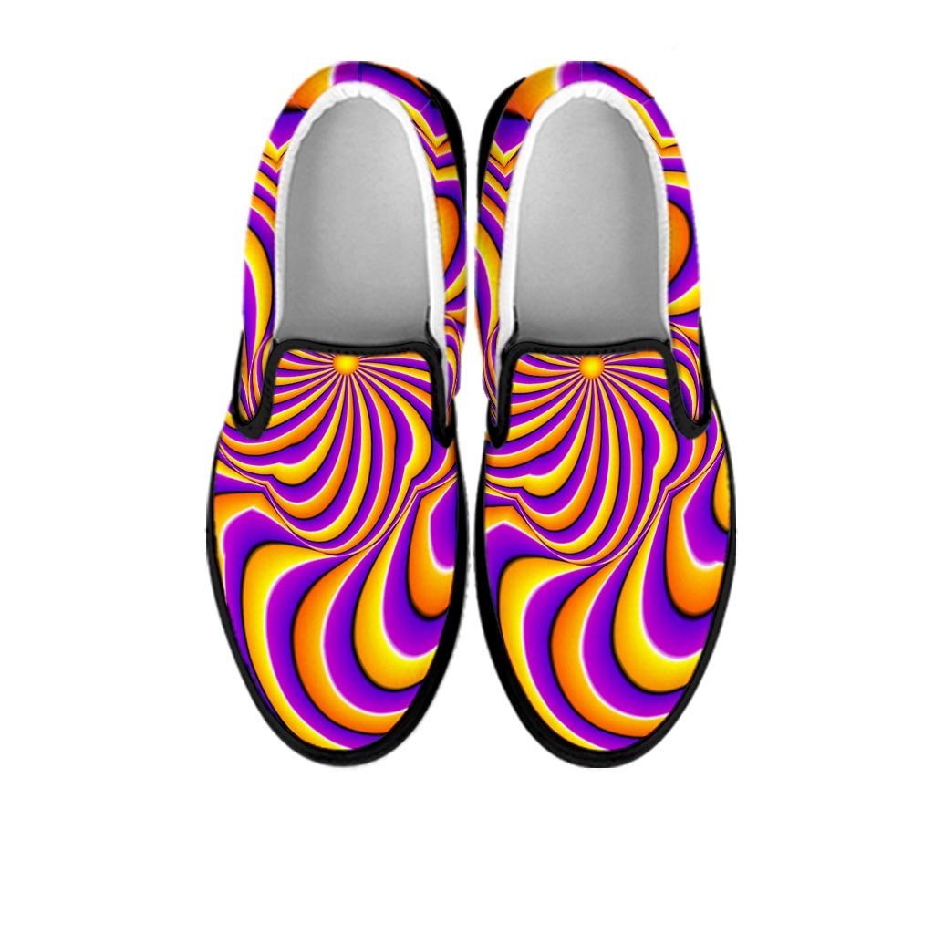 Yellow and purple spin illusion. Women's Slip On Sneakers-grizzshop